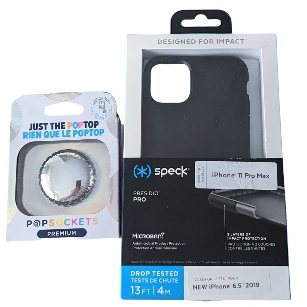 New Speck Presidio Pro black Case for iPhone 11 Pro And pop socket